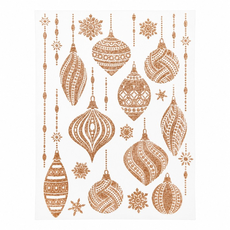 Karácsonyi díszmatrica pezsgő színű gömbökkel – 30x42 cm