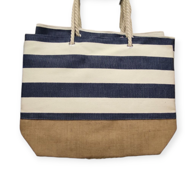 Kék-fehér csíkos strandtáska – 56x15x43 cm