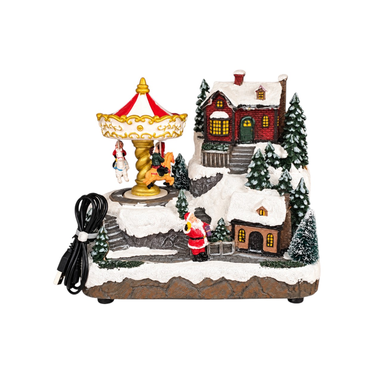 Mozgó karácsonyi körhinta figura LED fénnyel (20 cm)