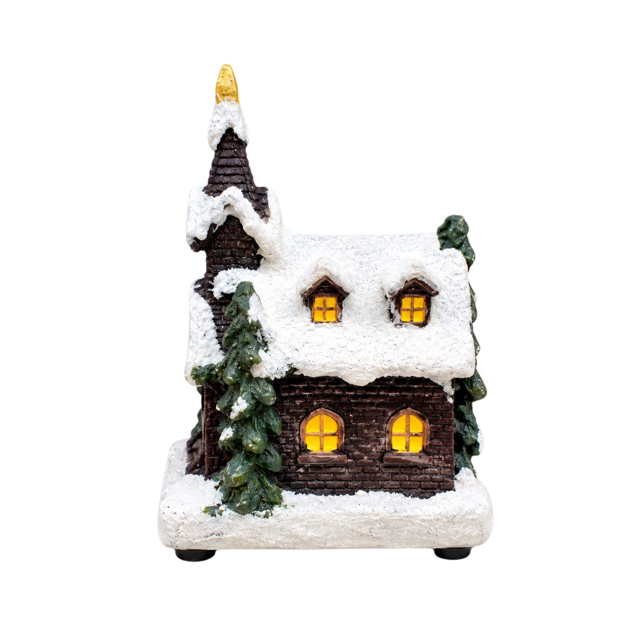 Világító LED karácsonyi templom figura (7,5x6x10 cm)