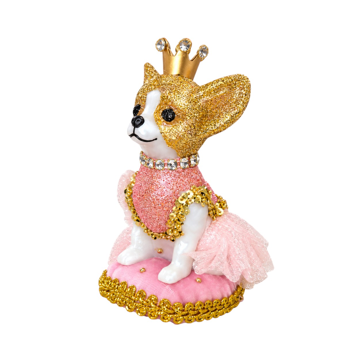 Csillogó kutyás karácsonyfadísz (13cm)