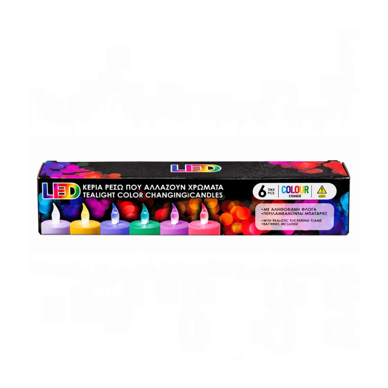 Színes LED mécses szett elemmel (6 db)