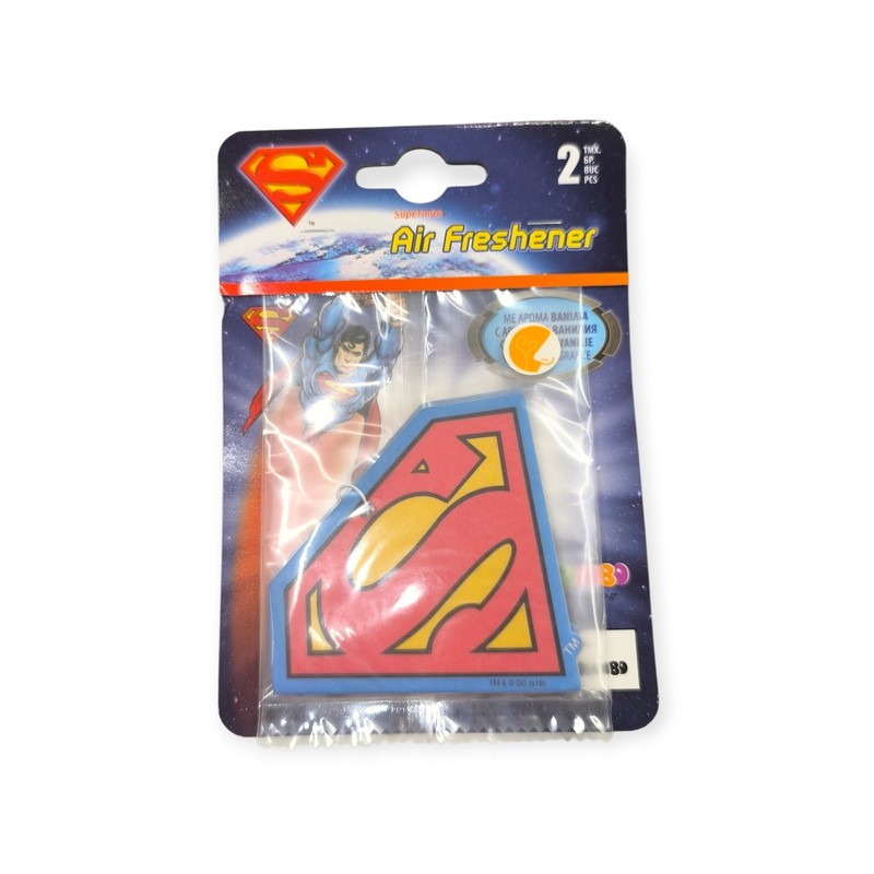 Autó légfrissítő vanília illattal Superman mintával 12 cm – 2 darab