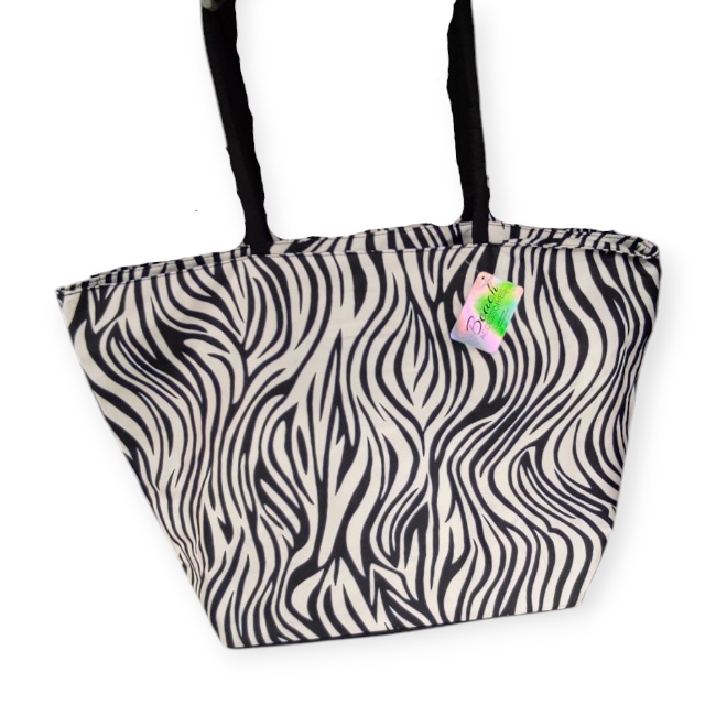 Zebra mintás strandtáska – nagy nyári válltáska 59x40x22 cm