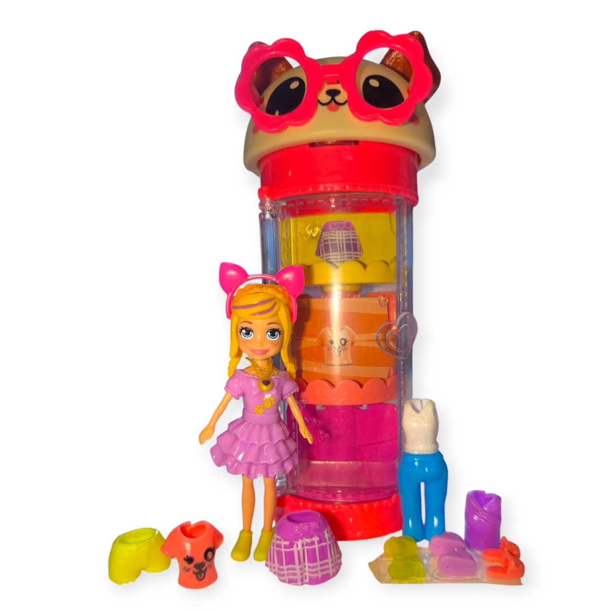 Mattel Polly Pocket – Kutya alakú szekrény játékszett babával és hengerrel