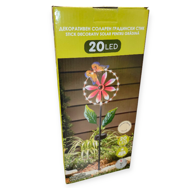 Kerti szolár lámpa virágos design 20 LED meleg fehér 70 cm