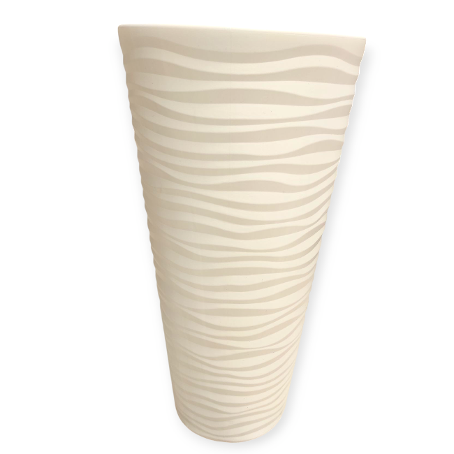 Fehér műanyag kúpos zebra mintás virágcserép 35x69cm 85L