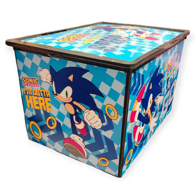 Sonic játék tárolódoboz és fedéllel – 50 L (52,5 x 37 x 31 cm)