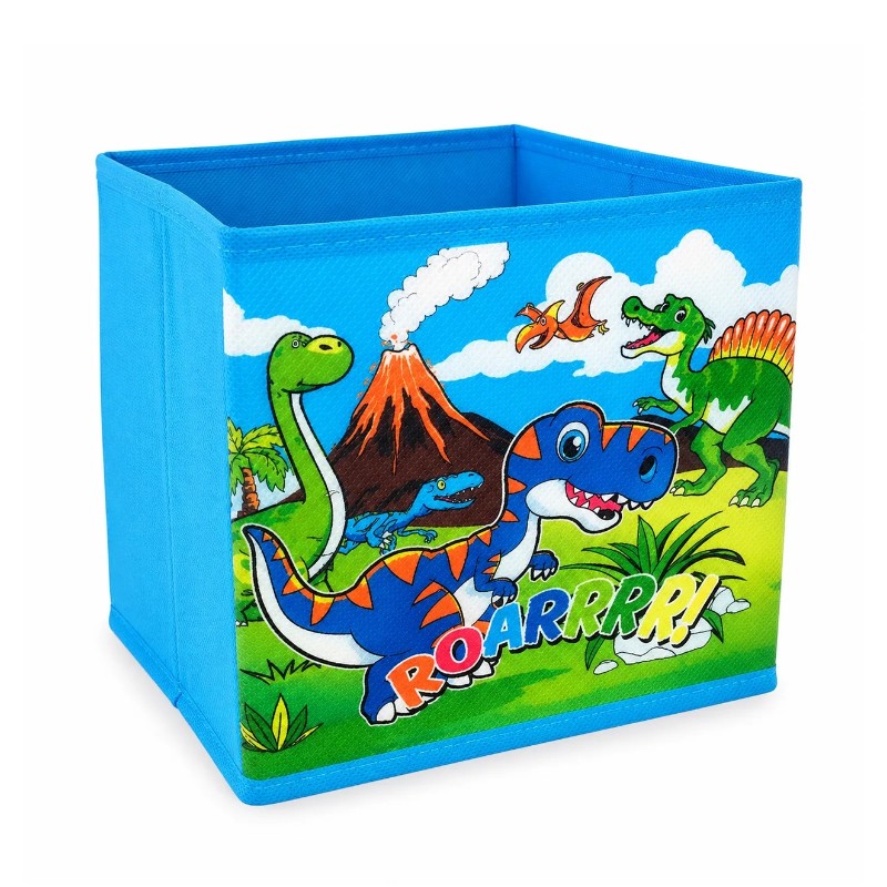 Dinoszauruszos textil tárolókosár kék 15x15x15 cm