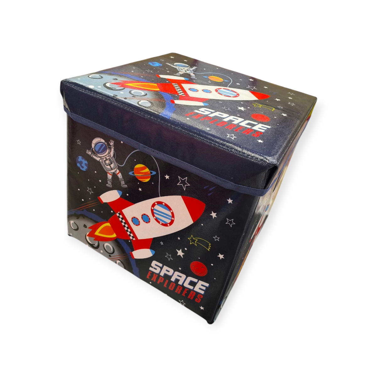 Űrhajó mintás tárolódoboz gyerekeknek – 30×30×30 cm