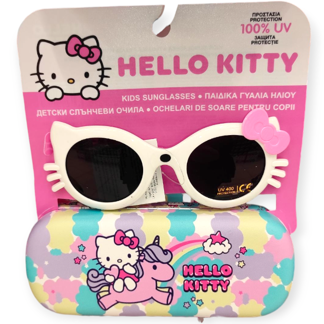 Hello Kitty fehér keretes gyerek napszemüveg UV védelemmel és tokkal 