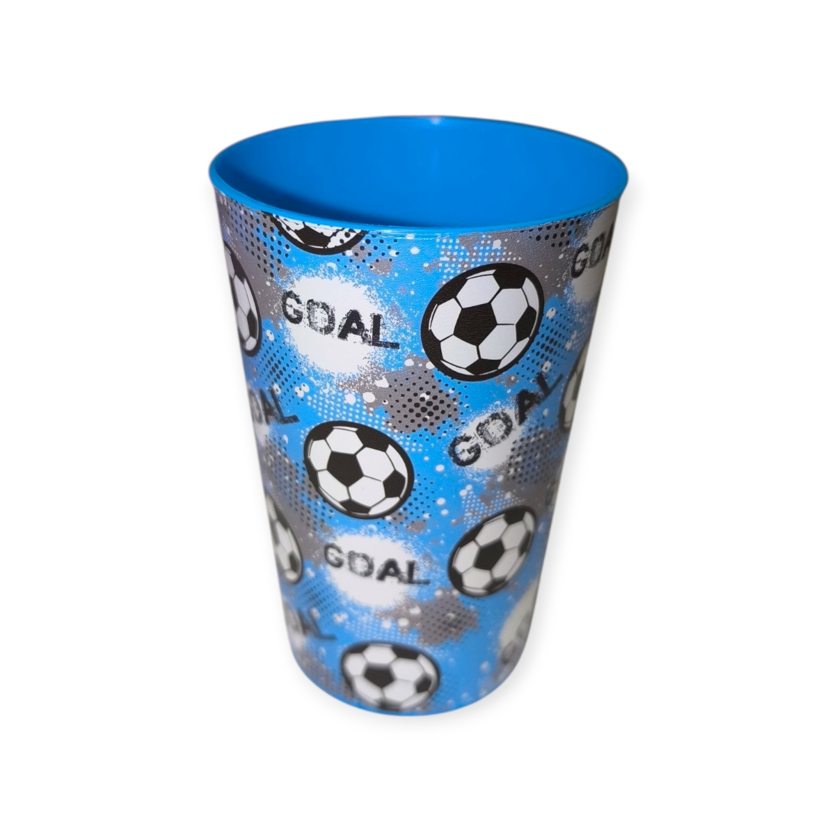 Műanyag focis kék pohár  gyerekeknek 340 ml