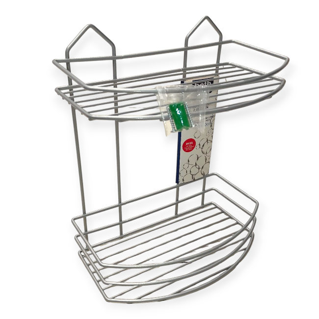 Rozsdamentes acél fürdőszobai fali polc – 2 szintes, 24,5×11×30,5 cm