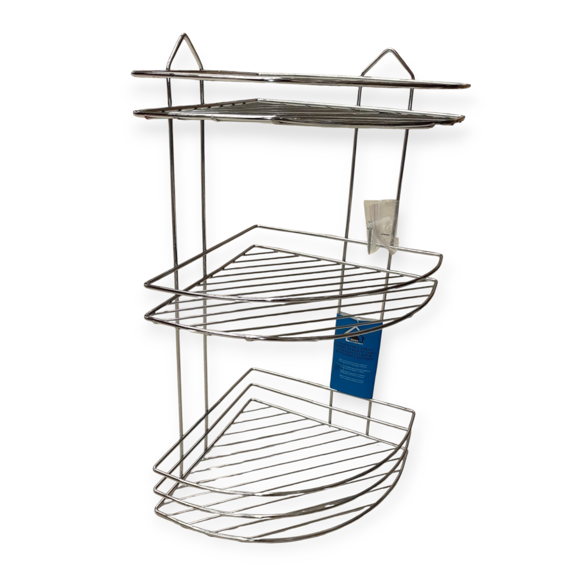 Krómbevonatú 3 szintes fali fürdőszobai polc – 23×23×47 cm, fém