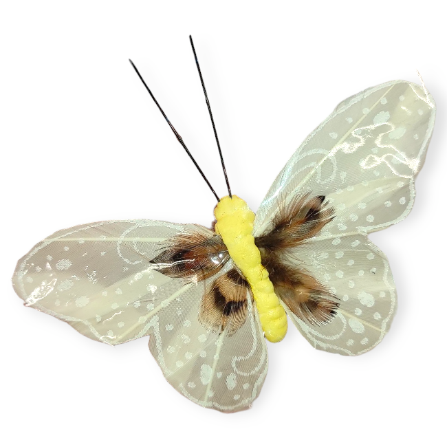Pillangó függönycsipesz – krémszínű dekoráció, 10x7 cm