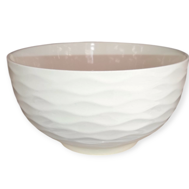 Törtfehér porcelán tál dombornyomott mintával – 650 ml