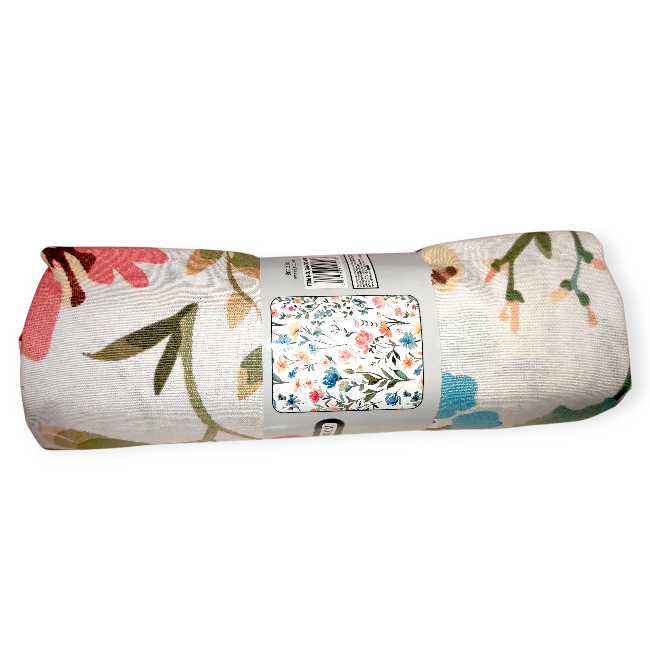 Nyári asztalterítő virágmintás 240x140 cm – ekrü