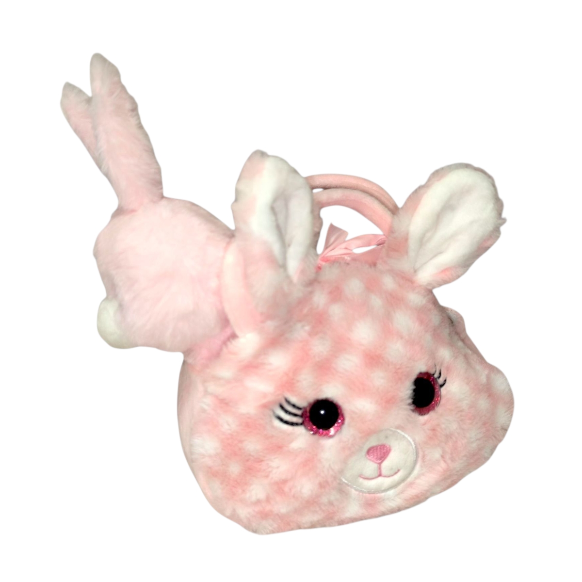 Rózsaszín puha plüss nyuszi szőrmés táskában