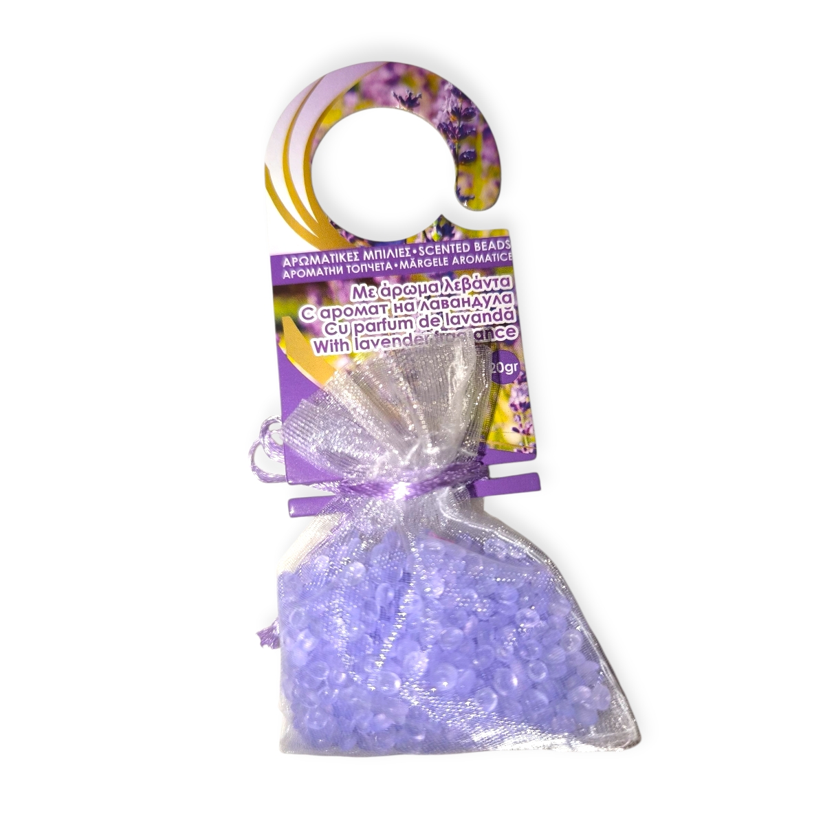 Akasztható levendula illatú ruhafrissítő tasak – szekrényillatosító gyöngy 20g