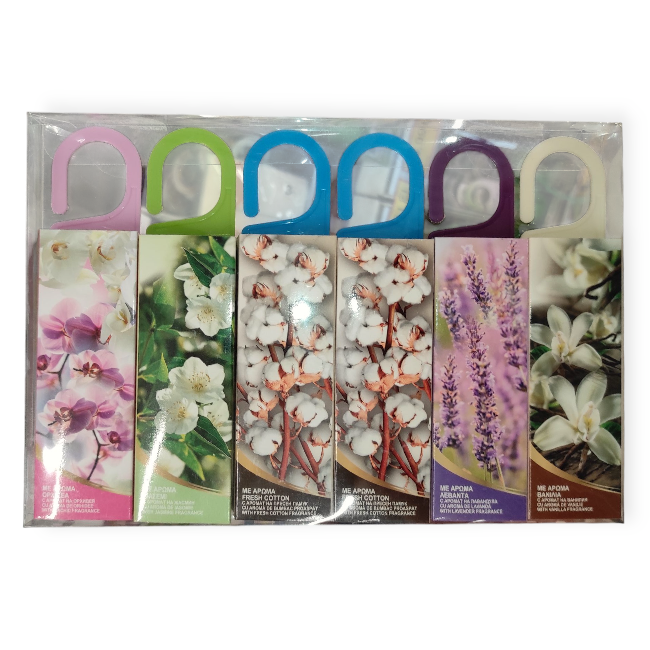 Gardrób légfrissítő szett – 6 illattal: levendula, orchidea, vanília, jázmin, pamut