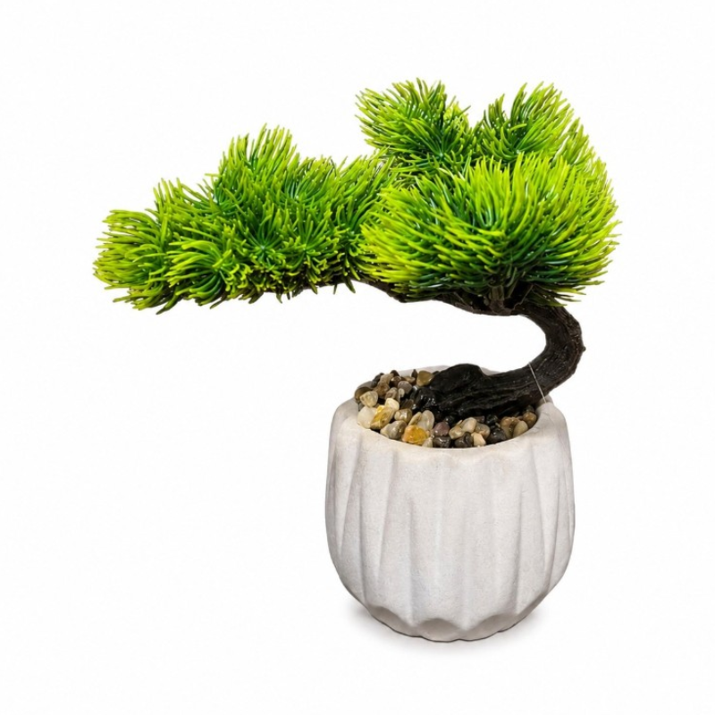 Műbonsai dekoráció szürke cserépben – 19 cm