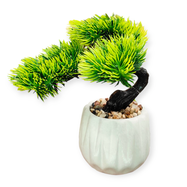 Műbonsai növény szürke cserépben – 17×15×19 cm