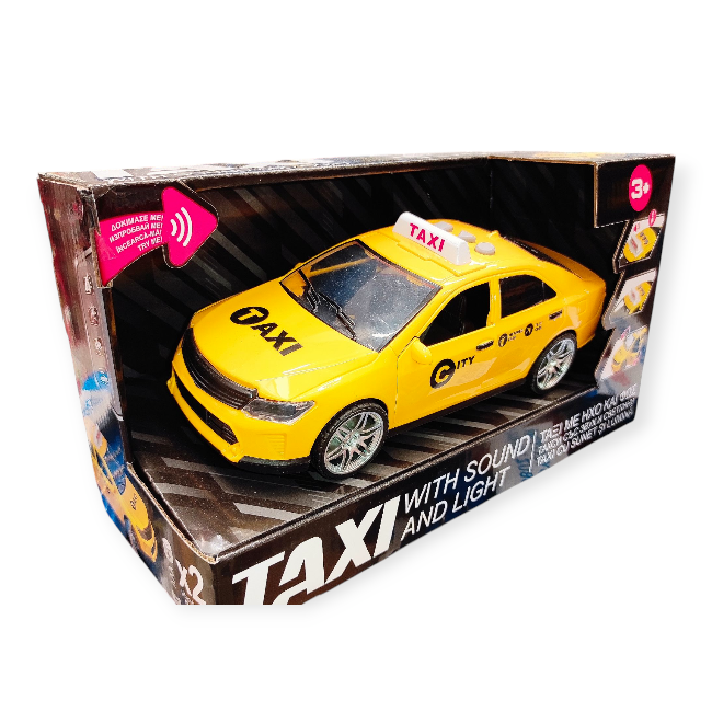 Sárga taxi játékautó hang- és fényhatással