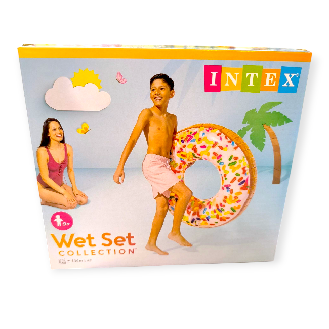 Intex felfújható úszógumi fánk formában – 114 cm, színes cukormázas dizájn
